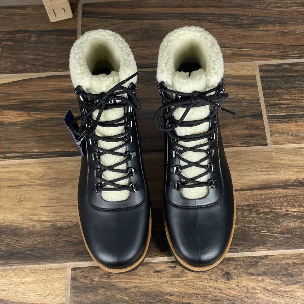 Jambu Rainey Hiker Womens Sz 9.5 Shoes Black Waterproof Faux Fur Ankle Boots NEW